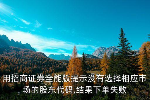 用招商證券全能版提示沒(méi)有選擇相應(yīng)市場(chǎng)的股東代碼,結(jié)果下單失敗
