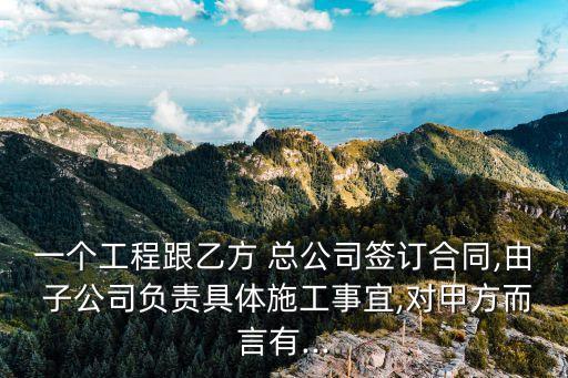 一個工程跟乙方 總公司簽訂合同,由 子公司負(fù)責(zé)具體施工事宜,對甲方而言有...