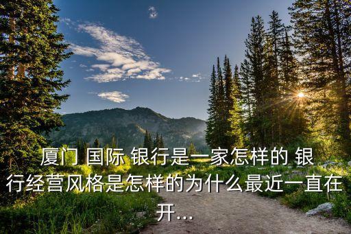  廈門 國際 銀行是一家怎樣的 銀行經(jīng)營風(fēng)格是怎樣的為什么最近一直在開...