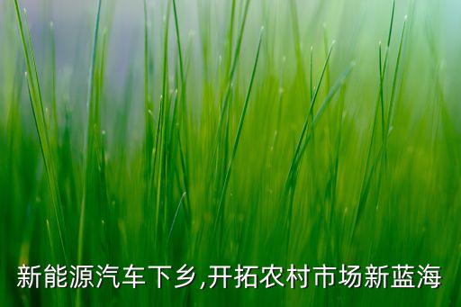 新能源汽車下鄉(xiāng),開(kāi)拓農(nóng)村市場(chǎng)新藍(lán)海