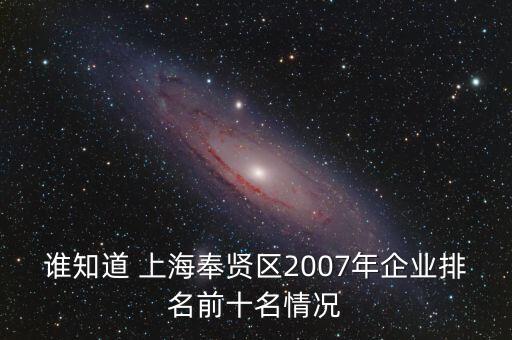 誰(shuí)知道 上海奉賢區(qū)2007年企業(yè)排名前十名情況
