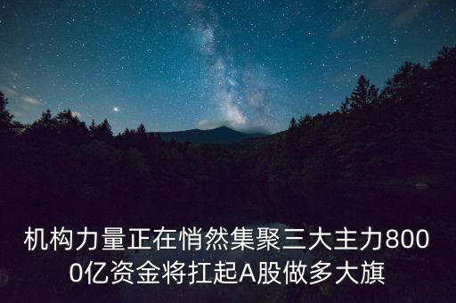 機構力量正在悄然集聚三大主力8000億資金將扛起A股做多大旗