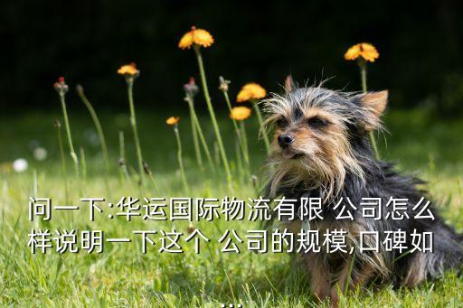 問一下:華運(yùn)國際物流有限 公司怎么樣說明一下這個 公司的規(guī)模,口碑如...