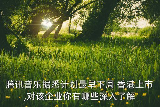 騰訊音樂據(jù)悉計(jì)劃最早下周 香港上市,對該企業(yè)你有哪些深入了解