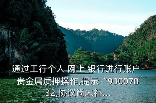 通過工行個人 網(wǎng)上 銀行進(jìn)行賬戶 貴金屬質(zhì)押操作,提示“93007832,協(xié)議尚未補(bǔ)...