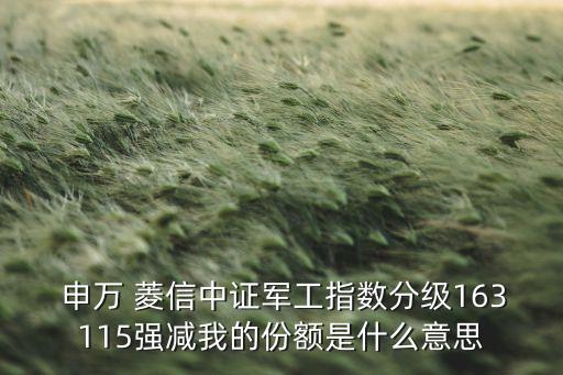  申萬 菱信中證軍工指數(shù)分級(jí)163115強(qiáng)減我的份額是什么意思