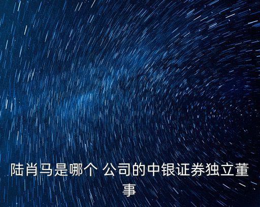 陸肖馬是哪個 公司的中銀證券獨立董事