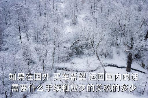 如果在國外 買車希望 運回國內(nèi)的話需要什么手續(xù)和應交的關(guān)稅的多少
