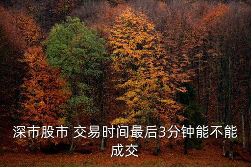 深市股市 交易時間最后3分鐘能不能成交