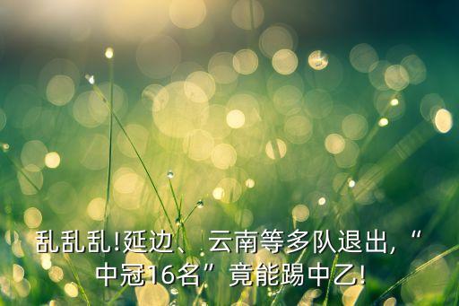 亂亂亂!延邊、 云南等多隊退出,“中冠16名”竟能踢中乙!