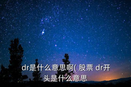  dr是什么意思啊( 股票 dr開頭是什么意思