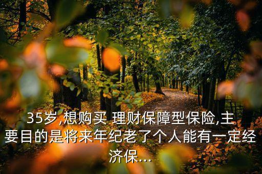 35歲,想購買 理財保障型保險,主要目的是將來年紀(jì)老了個人能有一定經(jīng)濟(jì)保...