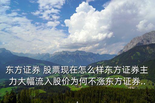 東方證券 股票現(xiàn)在怎么樣東方證券主力大幅流入股價為何不漲東方證券...