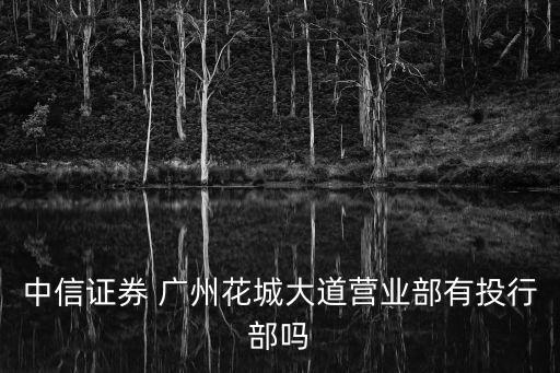 中信證券 廣州花城大道營(yíng)業(yè)部有投行部嗎