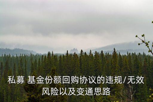 私募 基金份額回購(gòu)協(xié)議的違規(guī)/無效風(fēng)險(xiǎn)以及變通思路