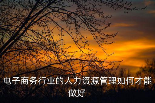 電子商務行業(yè)的人力資源管理如何才能做好