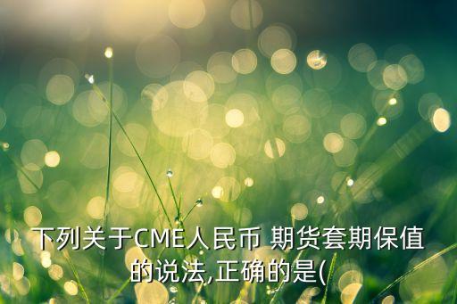 下列關于CME人民幣 期貨套期保值的說法,正確的是(