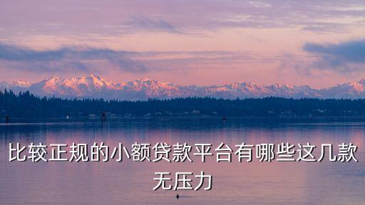 比較正規(guī)的小額貸款平臺(tái)有哪些這幾款無壓力
