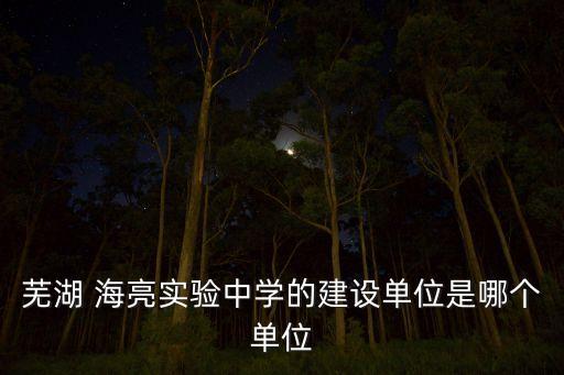 蕪湖 海亮實(shí)驗(yàn)中學(xué)的建設(shè)單位是哪個(gè)單位