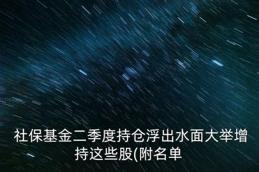  社?；鸲径瘸謧}浮出水面大舉增持這些股(附名單