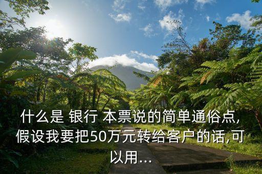 什么是 銀行 本票說的簡單通俗點,假設我要把50萬元轉給客戶的話,可以用...
