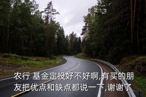  農(nóng)行 基金定投好不好啊,有買的朋友把優(yōu)點(diǎn)和缺點(diǎn)都說(shuō)一下,謝謝了
