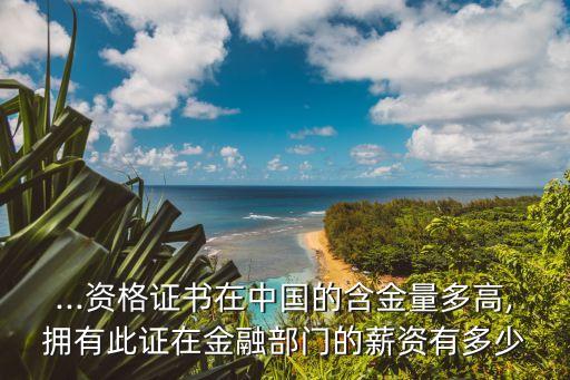 ...資格證書(shū)在中國(guó)的含金量多高,擁有此證在金融部門(mén)的薪資有多少