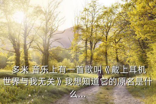  多米 音樂上有一首歌叫《戴上耳機世界與我無關(guān)》我想知道它的原名是什么...
