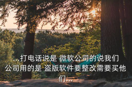 ...打電話說(shuō)是 微軟公司的說(shuō)我們公司用的是 盜版軟件要整改需要買(mǎi)他們...