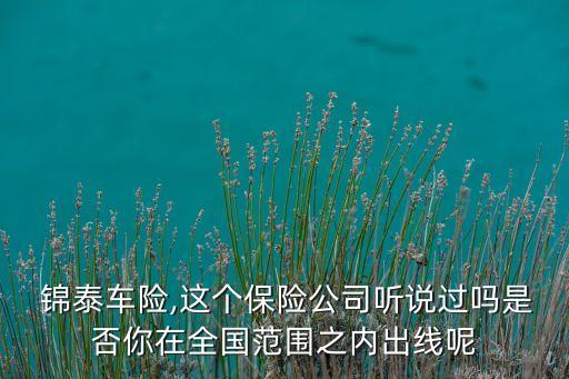  錦泰車險,這個保險公司聽說過嗎是否你在全國范圍之內出線呢