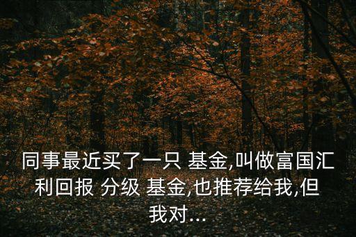 同事最近買了一只 基金,叫做富國匯利回報(bào) 分級(jí) 基金,也推薦給我,但我對(duì)...