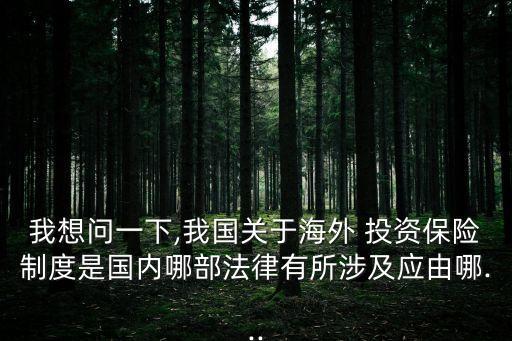 我想問(wèn)一下,我國(guó)關(guān)于海外 投資保險(xiǎn)制度是國(guó)內(nèi)哪部法律有所涉及應(yīng)由哪...