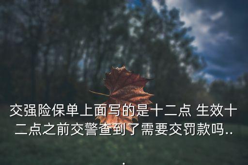 交強(qiáng)險保單上面寫的是十二點 生效十二點之前交警查到了需要交罰款嗎...