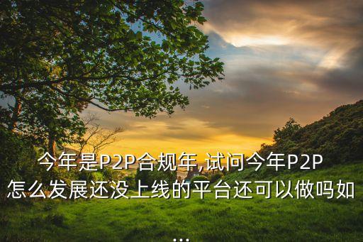 今年是P2P合規(guī)年,試問(wèn)今年P(guān)2P怎么發(fā)展還沒(méi)上線的平臺(tái)還可以做嗎如...