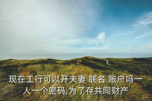現(xiàn)在工行可以開(kāi)夫妻 聯(lián)名 賬戶(hù)嗎一人一個(gè)密碼,為了存共同財(cái)產(chǎn)
