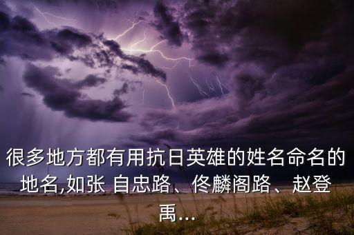 很多地方都有用抗日英雄的姓名命名的地名,如張 自忠路、佟麟閣路、趙登禹...
