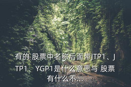有的 股票中名稱后面帶JTP1、JTP1、YGP1是什么意思與 股票有什么不...