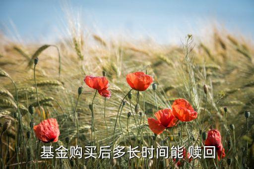  基金購買后多長(zhǎng)時(shí)間能 贖回