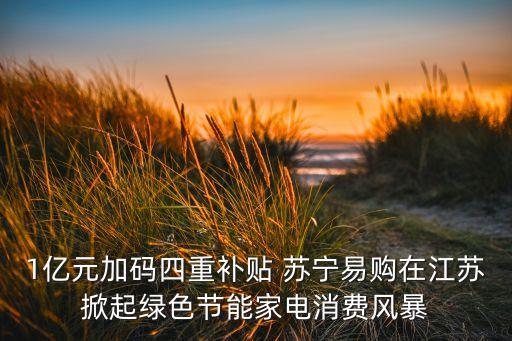 1億元加碼四重補貼 蘇寧易購在江蘇掀起綠色節(jié)能家電消費風(fēng)暴