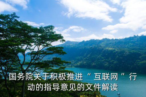 國務(wù)院關(guān)于積極推進(jìn)“ 互聯(lián)網(wǎng) ”行動的指導(dǎo)意見的文件解讀