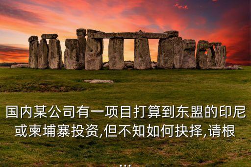 國內(nèi)某公司有一項目打算到東盟的印尼或柬埔寨投資,但不知如何抉擇,請根...