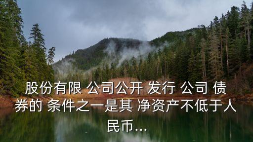 股份有限 公司公開 發(fā)行 公司 債券的 條件之一是其 凈資產不低于人民幣...