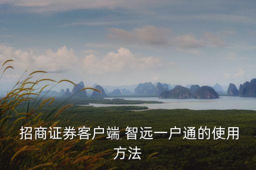  招商證券客戶端 智遠(yuǎn)一戶通的使用方法