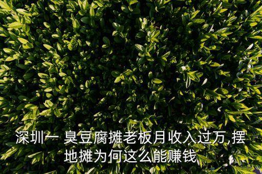 深圳一 臭豆腐攤老板月收入過萬,擺地?cái)倿楹芜@么能賺錢