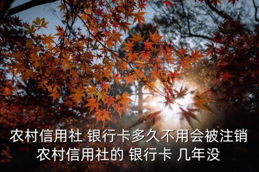 農村信用社 銀行卡多久不用會被注銷農村信用社的 銀行卡 幾年沒