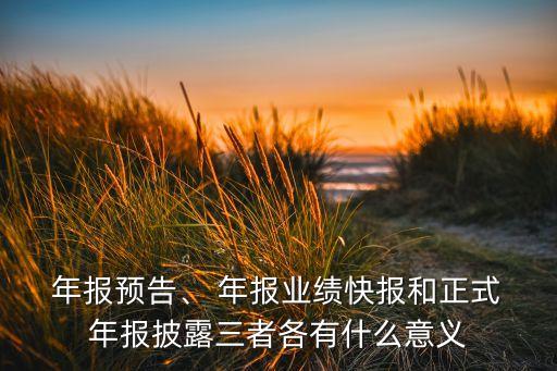  年報(bào)預(yù)告、 年報(bào)業(yè)績(jī)快報(bào)和正式 年報(bào)披露三者各有什么意義