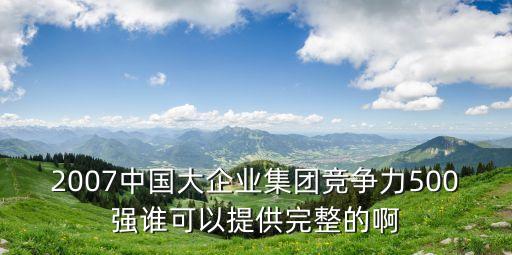2007中國大企業(yè)集團(tuán)競爭力500強誰可以提供完整的啊