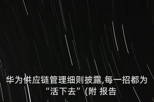 華為供應(yīng)鏈管理細則披露,每一招都為“活下去”(附 報告