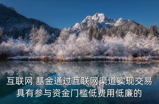 互聯(lián)網 基金通過互聯(lián)網渠道實現(xiàn)交易具有參與資金門檻低費用低廉的