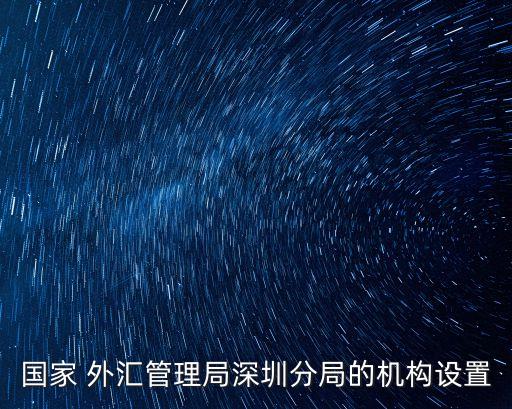 國家 外匯管理局深圳分局的機構(gòu)設置
